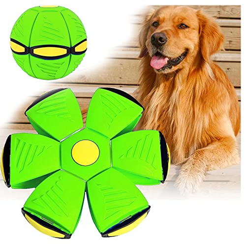 ROMOZ Fliegende Untertassenkugel FüR Hunde, Hundeball UnzerstöRbar Kann Wiederholt Trampelt Werden Ball Hundespielzeug, Kreatives Dekompressionsball FüR Den AußEnbereich,Green-1PC von ROMOZ