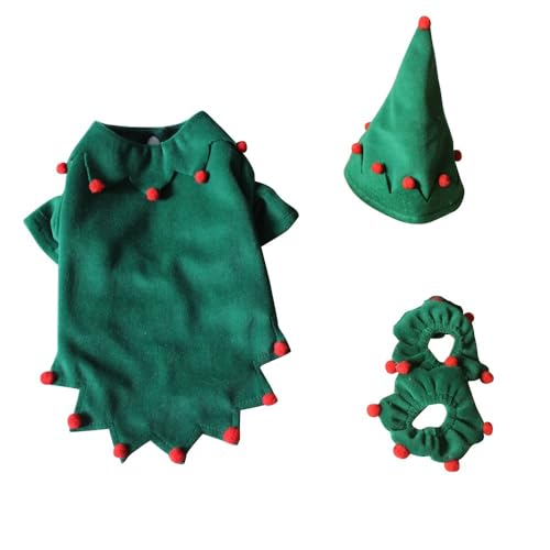 Weihnachten Haustier Hund Kostüm Set Hund Elf Kostüm mit Dekoration Weihnachten Elf Outfit Haustier Party verkleiden Sich kleiner Hund(Green,L) von ROMOZ