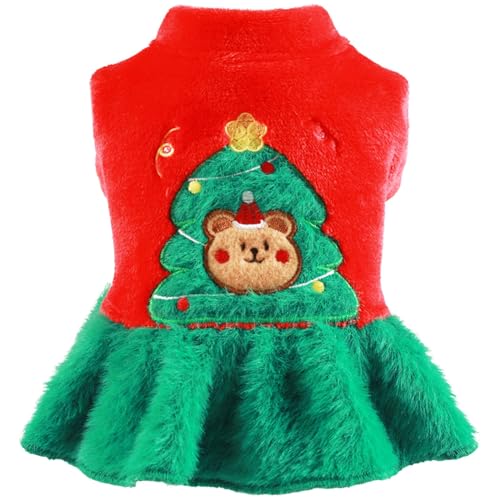 Weihnachtskleid für Katzen, kleine Hunde, Urlaubsthema, Welpenkleidung für Hunde, Weihnachtsbaum-Kostüm, warmes Haustier-Winter-Outfit(XL) von ROMOZ