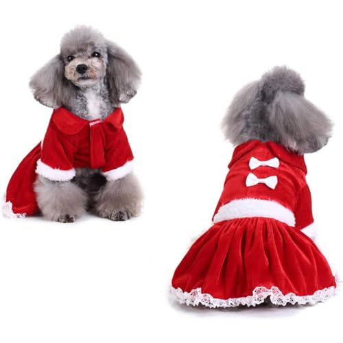 Weihnachtskostüm für Hunde und Katzen Tanzrock Schleife Haustierkleid Partykleid Weihnachtsrock entzückend Neujahr Rot(Red,L) von ROMOZ