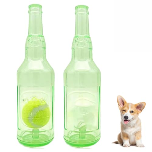 ROMPOTY Crunchnplay Flaschenspielzeug für Hunde, Kunststoffflasche, Spielzeug für Hunde mit Ballflasche, Kauspielzeug für Hunde, Hundespielzeug, Wasserflasche, quietschendes Hundespielzeug (groß, 2 von ROMPOTY