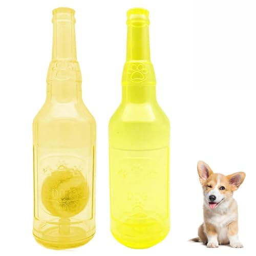 ROMPOTY Crunchnplay Flaschenspielzeug für Hunde, Kunststoffflasche, Spielzeug für Hunde mit Ballflasche, Kauspielzeug für Hunde, Hundespielzeug, Wasserflasche, quietschendes Hundespielzeug (groß, 2 von ROMPOTY