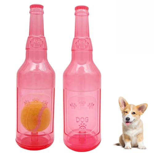 ROMPOTY Crunchnplay Flaschenspielzeug für Hunde, Kunststoffflasche, Spielzeug für Hunde mit Ballflasche, Kauspielzeug für Hunde, Hundespielzeug, Wasserflasche, quietschendes Hundespielzeug (groß, 2 von ROMPOTY