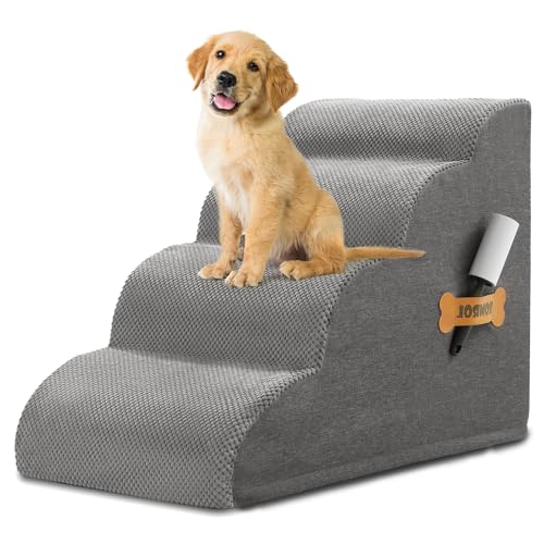 Hundetreppe, Romrol Hundetreppenrampe für Hochbett und Couch, Hunderampe mit strapazierfähigem, rutschfestem wasserdichtem Stoffbezug, Haustiertreppe für kleine Hunde und Katzen oder Haustiergelenke, von ROMROL