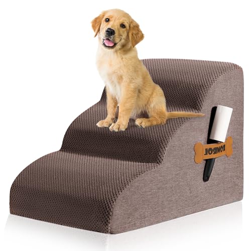 ROMROL Hundetreppen, Hundetreppen aus hochdichtem Schaumstoff für Hochbett und Sofa, Hundetreppe mit wasserdichtem und rutschfestem Stoffbezug, Hundetreppen von ROMROL