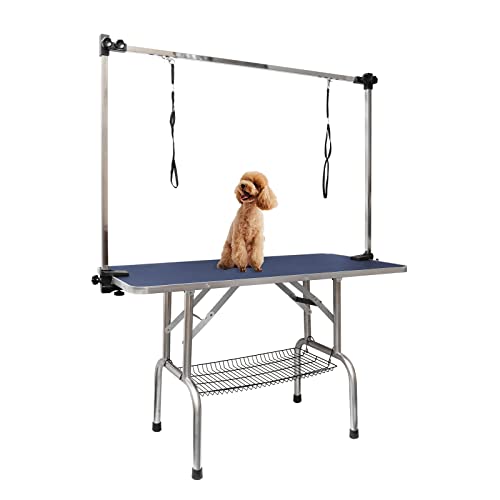 ROOMTEC Hunde-Pflegetisch, faltbar, mit höhenverstellbarem Arm/Schlinge/Netz-Tablett, 91,4 cm von ROOMTEC