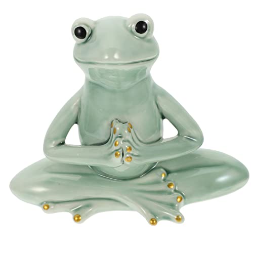 RORPOIR Frosch-Yoga-Ornamente Figuren für draußen Terrarien-Yoga-Frosch Froschhandwerk Terrarium Neuheit bürodeko büro Dekoration kreatives teehaustier Keramik-Frosch-Tee-Haustier von RORPOIR