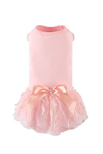 Hundekleid mit Spitze und Schleife, Prinzessin, Tutu-Rock für kleine und mittelgroße Mädchen, Hunde, Haustiere, Geburtstag, Hochzeit, Braut, Partykleidung (Rosa, Groß) von ROSUN