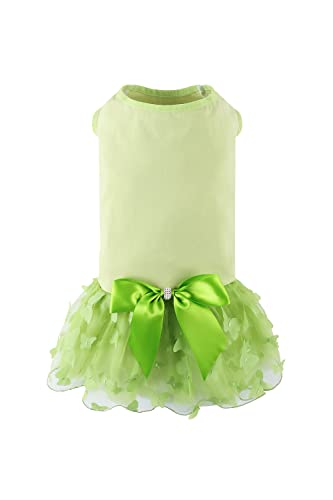 Hundekleid mit Spitze und Schleife, Prinzessin, Tutu-Rock für kleine und mittelgroße Mädchen, Hunde, Haustiere, Geburtstag, Hochzeit, Braut, Partykleidung (grün, XL) von ROSUN