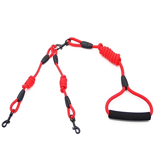 Seil 2 Zwei Hunde Einer Leine Nylon Keiner Verwicklung Haustier-Leine for Hund, Katze, Laufen Oder Trainingshalsband Oder Geschirr (Color : Only Rope RD, Size : M 0.8cm 180cm) von ROTAKUMA