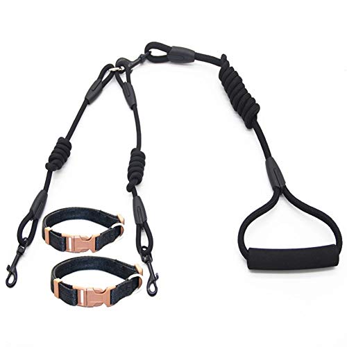 Seil 2 Zwei Hunde Einer Leine Nylon Keiner Verwicklung Haustier-Leine for Hund, Katze, Laufen Oder Trainingshalsband Oder Geschirr (Color : Rope Collars BK, Size : L 1.0cm 180cm) von ROTAKUMA