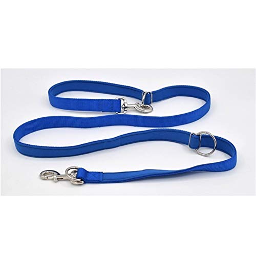 Seil 7 In 1 Multi-Function Einstellbare Hundeleine Nylon Neopren Pull Gürtel Gehen Double Lead 2 Hunde A Hands Free Leine A Tether (Color : Blue, Size : M) von ROTAKUMA