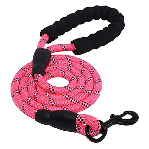 Seil Durable Große Hundeleine Golden Retriever Medium Big Dog Collar Leinen Starken Reflective Führstrick for Labrador Husky Rottweiler (Color : Pink, Size : 1.5m (5ft)) von ROTAKUMA