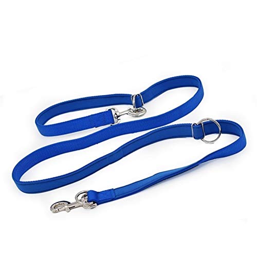 Seil Gepolsterte Hundeleine Double Head Zwei Hundeleinen P Kette Kragen Verstellbare Long Short Seil Hundetraining Laufen (Color : Blue, Size : 15mmX200cm) von ROTAKUMA