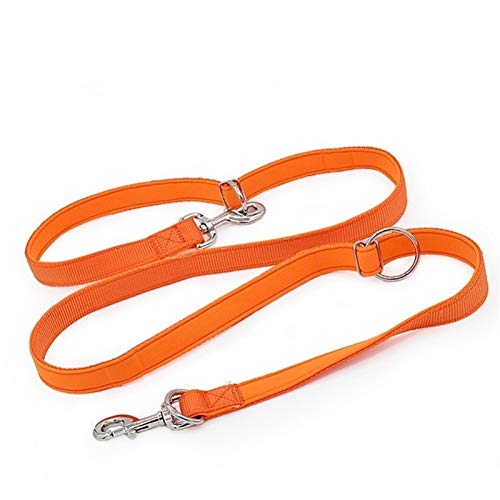 Seil Gepolsterte Hundeleine Double Head Zwei Hundeleinen P Kette Kragen Verstellbare Long Short Seil Hundetraining Laufen (Color : Orange, Size : 20mmX200cm) von ROTAKUMA