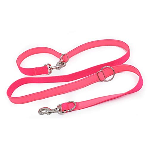 Seil Gepolsterte Hundeleine Double Head Zwei Hundeleinen P Kette Kragen Verstellbare Long Short Seil Hundetraining Laufen (Color : Pink, Size : 15mmX200cm) von ROTAKUMA