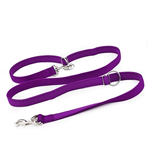 Seil Gepolsterte Hundeleine Double Head Zwei Hundeleinen P Kette Kragen Verstellbare Long Short Seil Hundetraining Laufen (Color : Purple, Size : 15mmX200cm) von ROTAKUMA