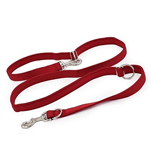 Seil Gepolsterte Hundeleine Double Head Zwei Hundeleinen P Kette Kragen Verstellbare Long Short Seil Hundetraining Laufen (Color : Wine red, Size : 15mmX200cm) von ROTAKUMA