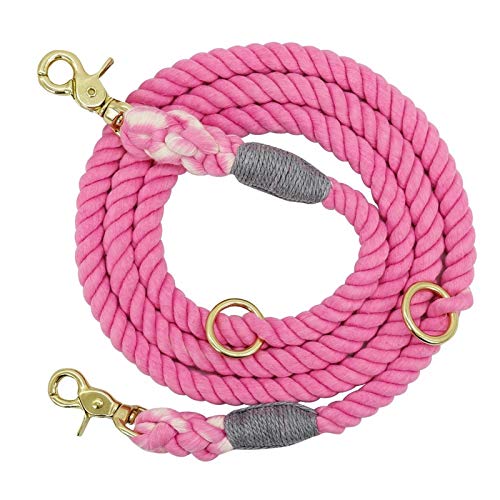 Seil Haltbare Nylonhundeleine Round Cotton Hunde Führstrick Außen Pet Walking Training Leads Seile Leinen Gürtel (Color : Pink, Size : 180cm) von ROTAKUMA