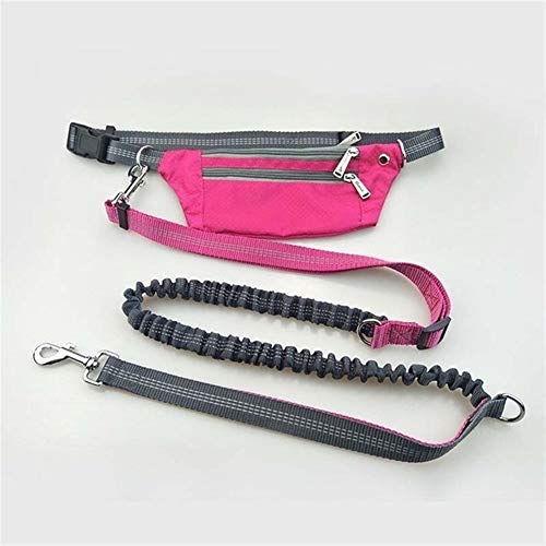 Seil Hunde Leine Taille Tasche wasserdichte Hände Frei Multi-Funktions-Hund Gürtel Laufen Artikel Justierbare Taille Hundeleinen (Color : Rose Pink Set) von ROTAKUMA