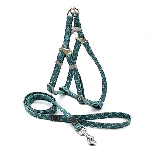 Seil Kein Zug Hundegurt Set Mit 1,2 M Hundeleine Größe Einstellbarer Leinwandgeschirr for Hunde Leinen Hundebedarf for Haustier (Color : Green, Size : M 50 75CM 1.2M X 2CM) von ROTAKUMA