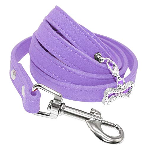 Seil Kleine Hundeleine Weiche Veloursleder Hundeleinen for Kleine Hunde Katzen Gehen Leine Rosa (Color : Purple, Size : M) von ROTAKUMA