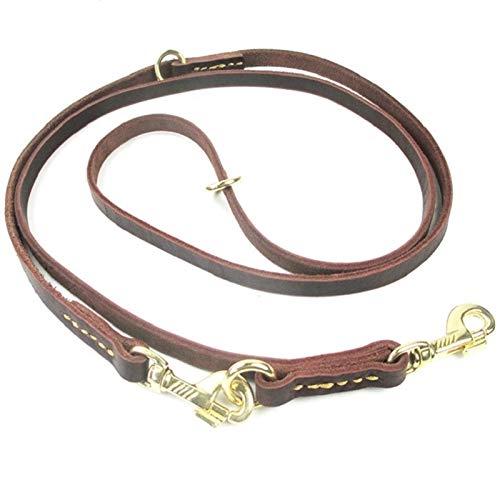 Seil Multifunktionale Zwei Hundeleinen Echtes Leder Doppel Leinen P Kette Kragen Verstellbare Long Short Haustier Hund Walking Training Leads von ROTAKUMA