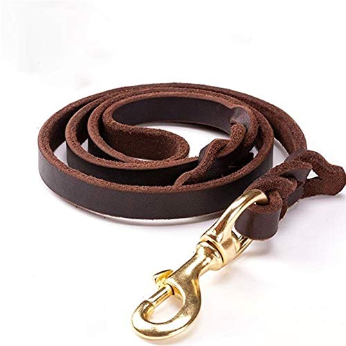 Seil Rindsleder Leine Hund Handgemachte Durable Haustier-Leine for Große Hunde Vermessingt Tierbedarf-Shop (Color : Chocolate, Size : L 220cm) von ROTAKUMA