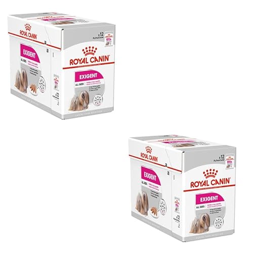 ROYAL CANIN Exigent | Doppelpack | 2 x 12 x 85 g | Nassfutter für ausgewachsene Hunde ab dem 10. Lebensmonat | Für wählerische Hunde | Mit hochwertigen Proteinen von ROYAL CANIN