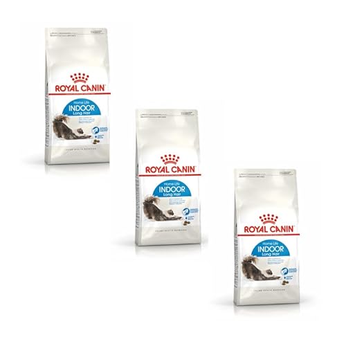 ROYAL CANIN Indoor Longhair Trockenfutter | 3er Pack | 3 x 400 g | Trockenfutter für Wohnungskatzen mit langem Fell | Mit angepasstem Energiegehalt | Verringerter Stuhlgeruch von ROYAL CANIN