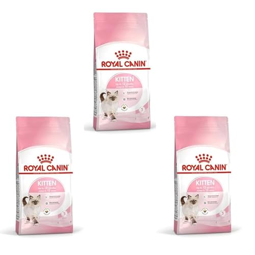 Royal Canin Kitten | 3er Pack | 3 x 400 g | Trockenfutter für Katzenwelpen bis zum 12. Monat | Zur Unterstützung des Immunsystems, der Verdauung und der Gehirnentwicklung von ROYAL CANIN