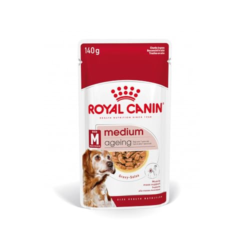 Royal Canin Medium Ageing 10+ | 10 x 140 g | Nassfutter für mittelgroße Hunde (11 bis 25 kg) | Ab dem 10. Lebensjahr | Zur Unterstützung des gesunden Alterns von ROYAL CANIN