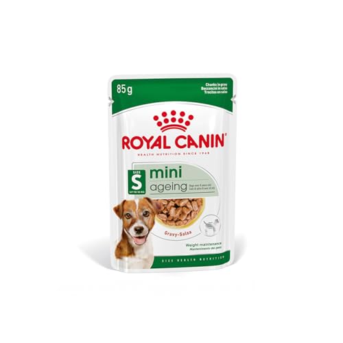 Royal Canin Mini Ageing 12+ | 12 x 85 g | Alleinfuttermittel für Senior Hunde kleiner Rassen | Kann dabei helfen die Nierengesundheit von Hunden zu unterstützen | In Soße von ROYAL CANIN