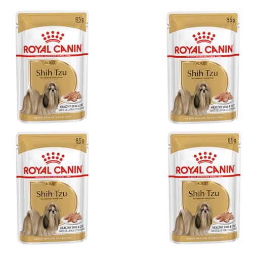 Royal Canin Shih Tzu Adult Mousse | 4er Pack | 4 x 12 x 85 g | Nassfutter für ausgewachsene Shih Tzus | Zur Unterstützung des Fells und der Verdauung | Für Hunde ab dem 10. Lebensmonat von ROYAL CANIN