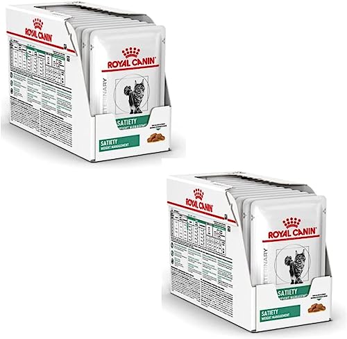 Royal Canin Veterinary Satiety Weight Management | Doppelpack | 2 x 12 x 85 g | Diät-Alleinfuttermittel für Katzen | Zur Verringerung von Übergewicht | Feine Stückchen in Soße von ROYAL CANIN