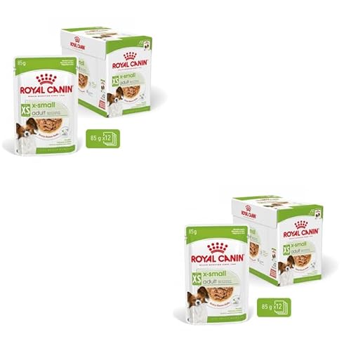 ROYAL CANIN X-Small Adult | Doppelpack | 2 x 12 x 85 g | Feuchtnahrung für ausgewachsene und besonders kleine Hunde | Ab dem 10. Lebensmonat | Mit Häppchen in Soße | Im Pouchbeutel von ROYAL CANIN