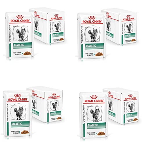 Royal Canin Veterinary Diabetic | 4er Pack | 4 x 12 x 85 g | Diät-Alleinfuttermittel für Katzen | Zur Regulierung der Glucoseversorgung | Mit feinen Stückchen in Soße von ROYAL CANIN