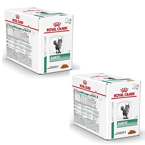 Royal Canin Veterinary Diabetic | Doppelpack | 2 x 12 x 85 g | Diät-Alleinfuttermittel für Katzen | Zur Regulierung der Glucoseversorgung | Mit feinen Stückchen in Soße von ROYAL CANIN