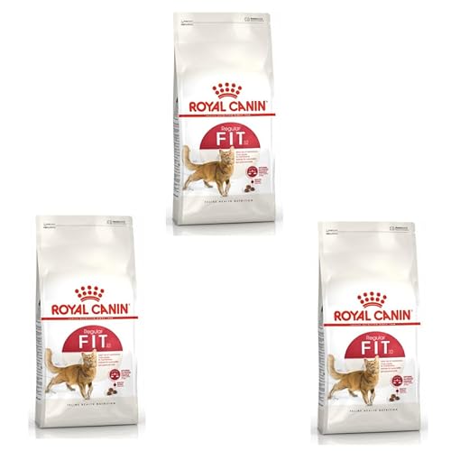 Royal Canin FIT 32 Regular für aktive Katzen | 3er Pack | 3 x 400 g | Alleinfuttermittel für ausgewachsene Katzen | Kann dabei hilfreich Sein die Haarballenbildung zu reduzieren von ROYAL CANIN