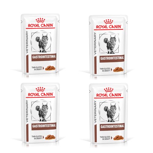 Royal Canin Veterinary Gastrointestinal | 4er Pack | 4 x 12 x 85 g | Nassfutter für ausgewachsene Katzen | Feine Stückchen in Soße | Bei Resorptionsstörungen des Darms von ROYAL CANIN