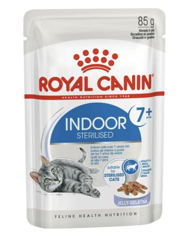 Royal Canin Indoor Sterilised 7+ | 12 x 85 g | Alleinfuttermittel für Katzen ab dem 7. Lebensjahr | Für sterilisierte Katzen die im Haus leben | Häppchen in Gelee von ROYAL CANIN