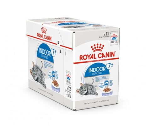 Royal Canin Indoor Sterilised 7+ | 12 x 85 g | Alleinfuttermittel für Katzen ab dem 7. Lebensjahr | Für sterilisierte Katzen die im Haus leben | Häppchen in Gelee von ROYAL CANIN