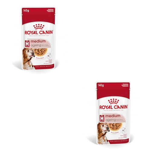 Royal Canin Medium Ageing 10+ | Doppelpack | 2 x 10 x 140 g | Nassfutter für mittelgroße Hunde (11 bis 25 kg) | Ab dem 10. Lebensjahr | Zur Unterstützung des gesunden Alterns von ROYAL CANIN