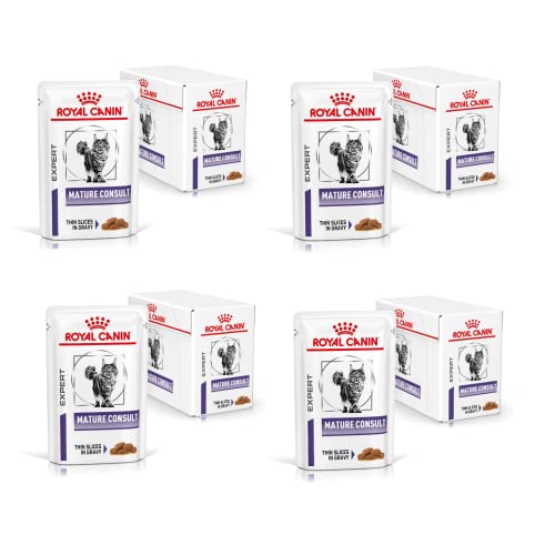 Royal Canin Mature Consult Feline | 4er Pack | 4 x 12 x 85g | In Soße | Alleinfuttermittel für Katzen | Für Katzen im höheren Alter zur optimalen Versorgung | Im Frischebeutel von ROYAL CANIN