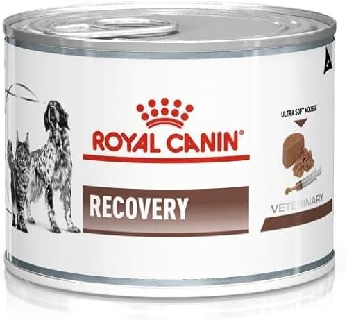 Royal Canin Veterinary Recovery | 12 x 195 g | Diät-Alleinfuttermittel für ausgewachsene Hunde und ausgewachsene Katzen | Ultra Soft Mousse mit einem hohen Proteingehalt von ROYAL CANIN