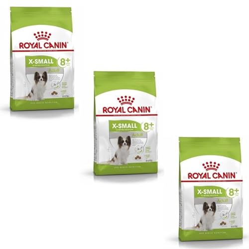 Royal Canin X-Small Adult 8+ | 3er Pack | 3 x 500 g | Trockenfutter für sehr kleine Hunde ab dem 8. Lebensjahr | Zur Unterstützung des Darms, der Vitalität und der Harnwege von ROYAL CANIN