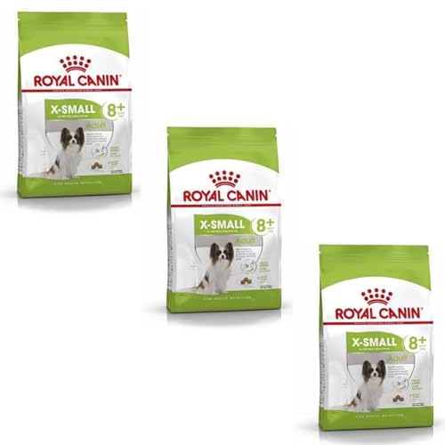 Royal Canin X-Small Adult 8+ | 3er Pack | 3 x 500 g | Trockenfutter für sehr kleine Hunde ab dem 8. Lebensjahr | Zur Unterstützung des Darms, der Vitalität und der Harnwege von ROYAL CANIN