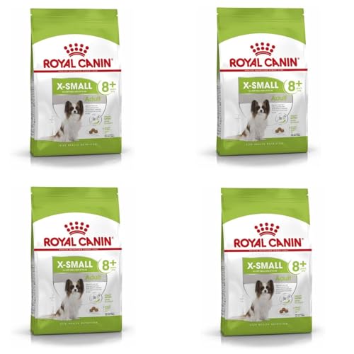 Royal Canin X-Small Adult 8+ | 4er Pack | 4 x 500 g | Trockenfutter für sehr kleine Hunde ab dem 8. Lebensjahr | Zur Unterstützung des Darms, der Vitalität und der Harnwege von ROYAL CANIN