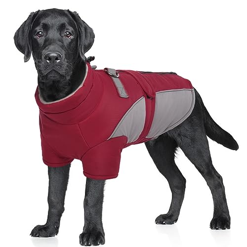 ROZKITCH Extra Warmer Hundemantel Reflektierend Verstellbare Hundejacke Hund Wintermantel mit Fleece Rollkragen Hundejacke für kaltes Wetter Weicher Wintermantel für Kleine Mittlere Extra Große Hunde von ROZKITCH