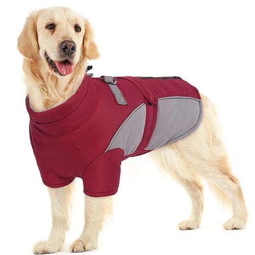 ROZKITCH Extra Warmer Hundemantel Reflektierend Verstellbare Hundejacke Hund Wintermantel mit Fleece Rollkragen Hundejacke für kaltes Wetter Weicher Wintermantel für Kleine Mittlere Extra Große Hunde von ROZKITCH